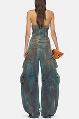 Kynlee Camouflage Cargo Denim Jumpsuit