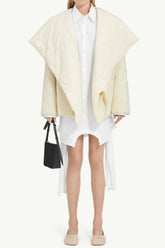 Fern Lapel Padded Jacket - White