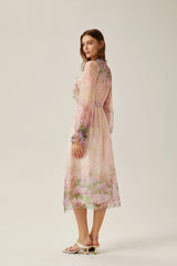 Justine floral-print cinched-waist midi dress