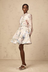 Fabienne light-pink floral-print mini dress
