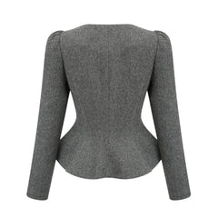 Agathe grey herringbone top & shorts matching set
