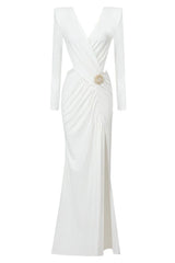 Kallie Crisscross Split Maxi Dress - White