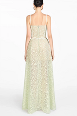 Emani Floral Lace Corset Cutout Maxi Dress - Mint