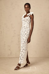 Eloise floral embroidery maxi dress in White