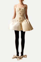 Darrah Floral Appliqué Mini Bandage Dress - White