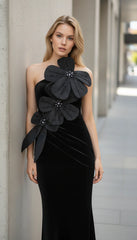 Maison Celie Black Blossom Couture Dress