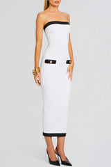 Anklyn Ribbed Strapless Midi Bandage Dress