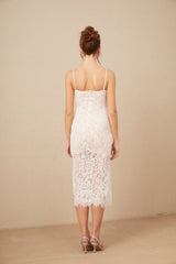 Carmen crystal bustier lace midi dress