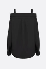 Charlize Off Shoulder Buckle Shirt - Black