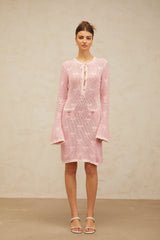 Marjolaine pink embellished crochet-knit mini dress