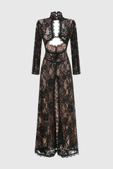 Juselius Lace Cutout Maxi Dress - Black
