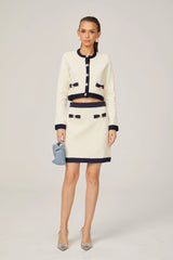 Émeline bow-detail knitted cardigan & skirt matching set