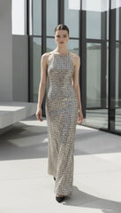 Maison Elegant Luxury Party Maxi Dress High Neck Sleeveless Slim