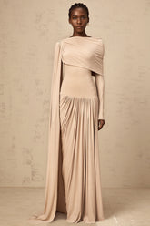 Gaëlle neutrals ribbon-design draped maxi dress