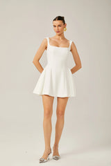 Félicité white sleeveless flared mini dress