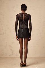 Georgia black cut-out lace top