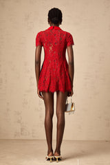 Hanne red sequined lace mini dress