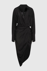 Fanbia Twisted Mini Shirtdress - Black