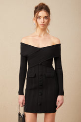 Alice off-shoulder ribbed-knit mini dress