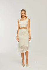 Élodie lace-overlay top & skirt matching set