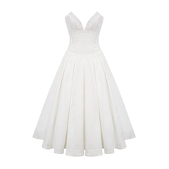 Katherine off-shoulder corset midi dress in White