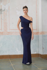 Alizée blue cut-out rhinestone maxi dress