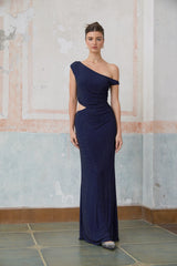 Alizée blue cut-out rhinestone maxi dress