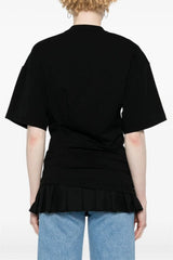 Adrienne Ruched Floral T-shirt - Black