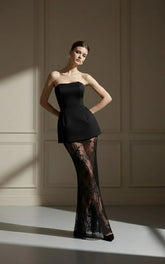 Elegant Lace Strapless Maxi Set