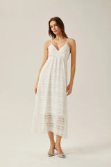 Gabrielle white cut-out V-neck midi dress