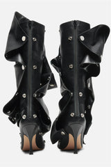 Isabela Appliqué Ruched Knee-high boots - Black