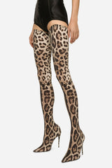 Giselle Leopard Print Thigh-high Boots