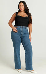 Donna Top - Cowl Neck Corset Top in Black