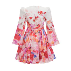 Lisette cinch-waist floral-print mini dress