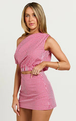 Margie Top - Off The Shoulder Top in Red Gingham
