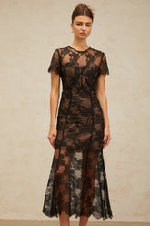 Célia floral-lace midi dress in Black