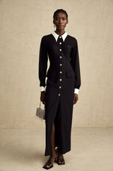 Cyrielle contrast-color semi-sheer maxi dress