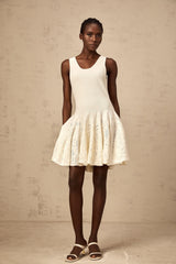 Éléonore white jacquard knit mini dress