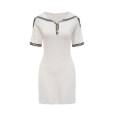 Aiza sailor collar cotton short-sleeve mini dress