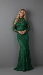 Isolde Emerald Lace Embroidered Mermaid Gown