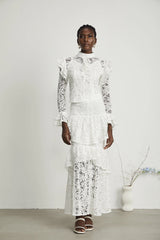 Delphine ruffled cut-out top & skirt matching set