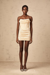 Gisella neutrals sequined tulle mini dress