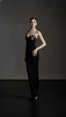 Aurelia Lace-Trim Backless Maxi Dress – Black