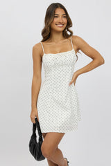 Strappy Polka Dot Mini Dress White