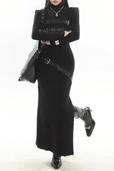 Kulic Buckle Embellished Knit Maxi Dress