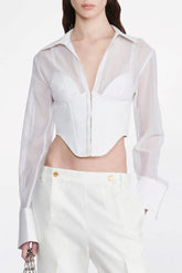 Delaney Grid Corset Shirt - White