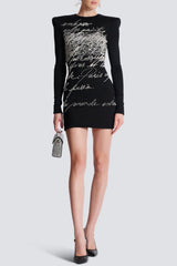 Choca Letter Embroidery Mini Dress