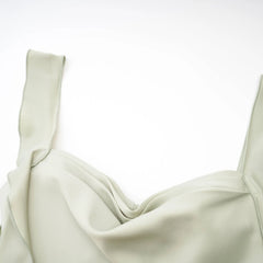 Caroline green satin midi dress with bra pads