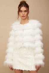 Margherita crystal-embellished padded fur jacket