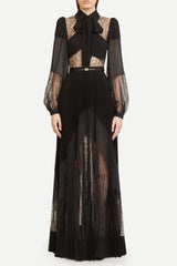 Dimaia Lace Pleated Maxi Dress
